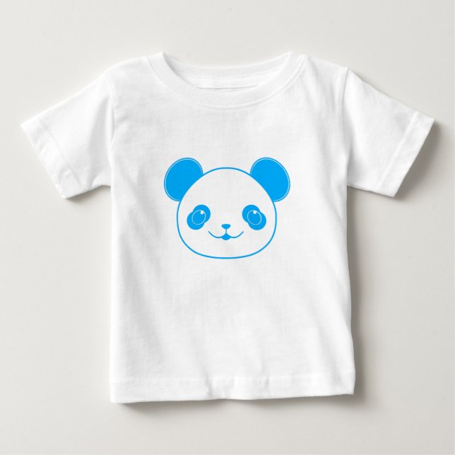 Blue Kawaii Panda Bear Tee Shirt (Framsida)