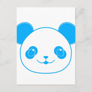 Blue Kawaii Panda Bear Vykort
