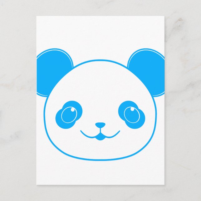 Blue Kawaii Panda Bear Vykort (Framsida)