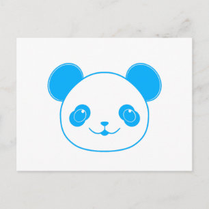 Blue Kawaii Panda Bear Vykort