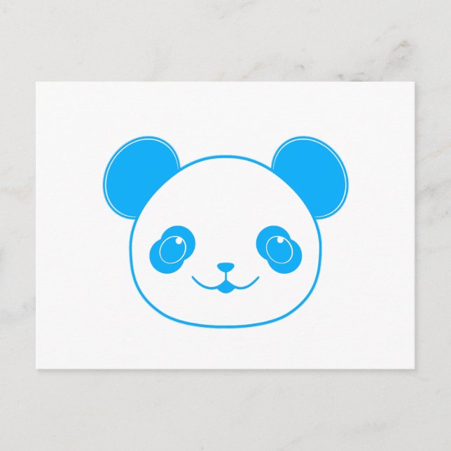 Blue Kawaii Panda Bear Vykort (Framsida)