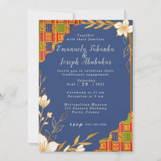 Blue Kente Wedding, inbjudan till Afrocentric Inbj