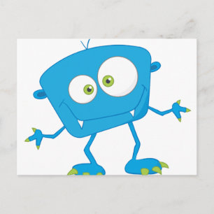 Blue Kids Monster Alien Vykort