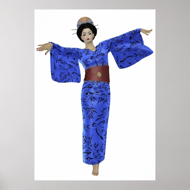 Blue Kimono Geisha Poster (Framsidan)