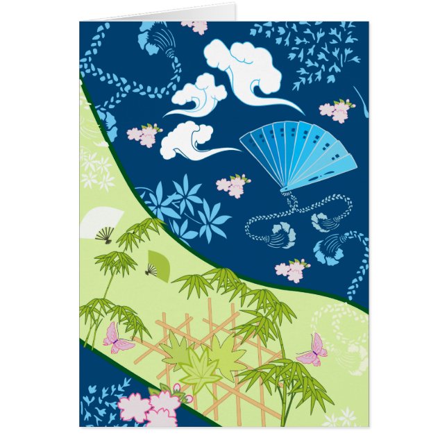 Blue Kimono Hälsningskort (Framsidan)