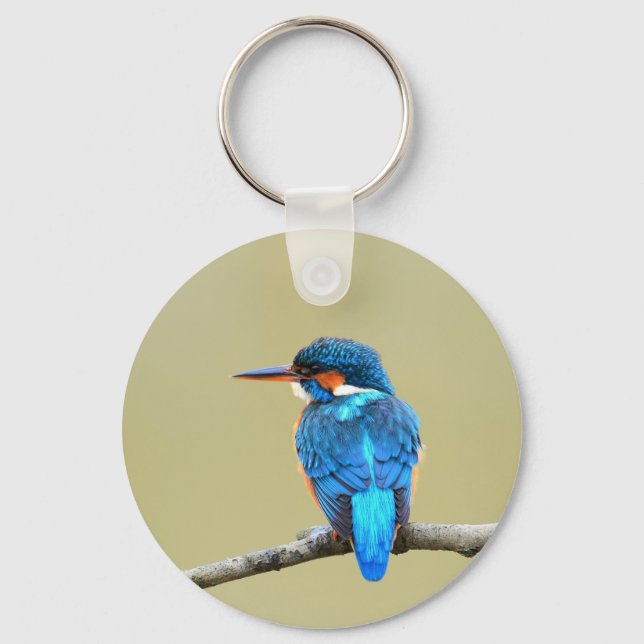 Blue Kingfisher Bird Nyckelring (Framsida)