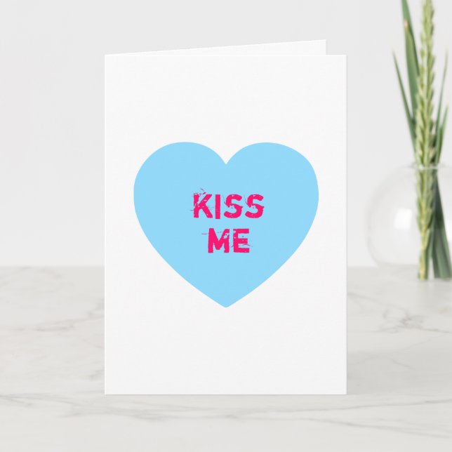 Blue Kiss Me-konversationshjärta Helgkort (Framsida)