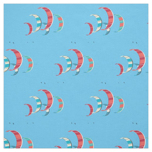 Blue Kite Surfing Fabric Tyg (Provkarta)