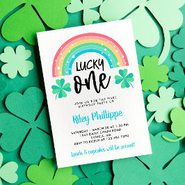 Blue Klöver & Rainbow Lucky en första födelsedag Inbjudningar