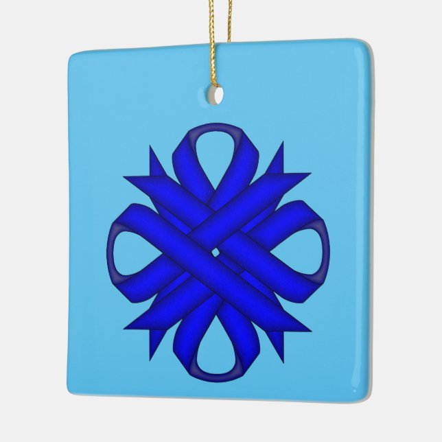 Blue Klöver Ribbon av Kenneth Yoncich Julgransprydnad Keramik (Vänster)
