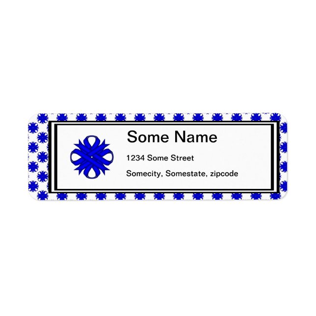 Blue Klöver Ribbon av Kenneth Yoncich Returadress Etikett (Framsidan)