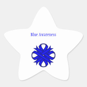 Blue Klöver Ribbon av Kenneth Yoncich Stjärnformat Klistermärke
