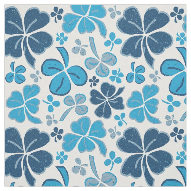 Blue Klöver Shamrock Mönster St. Patrick's Day Tyg (Provkarta)