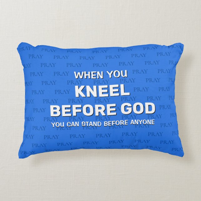 Blue KNEEL FÖRE GOD Prayer accent Pillow Prydnadskudde (Framsidan)