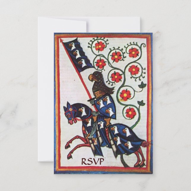 BLUE KNIGHT PÅ HORSEBACK MEDIEVAL PARCHMENT osa Inbjudningar (Framsida)