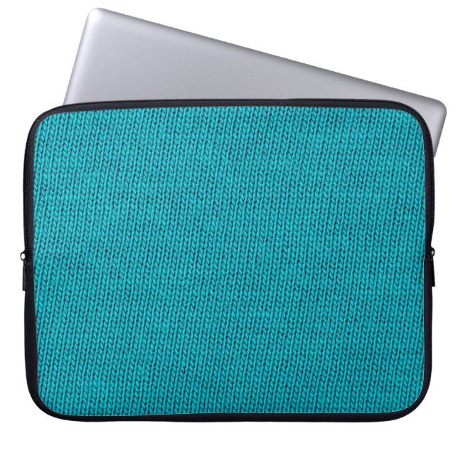 Blue Knitting Wool Struktur Closeup Laptop Fodral (Framsidan)