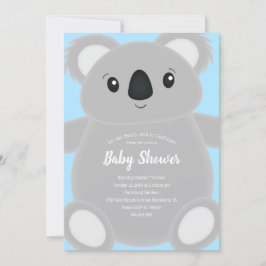 Blue Koala Bear Baby Shower Inbjudningar