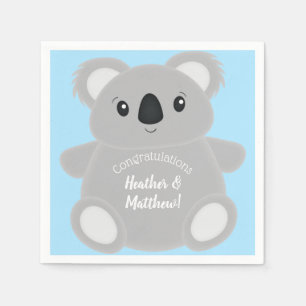 Blue Koala Bear Baby Shower Pappersservett