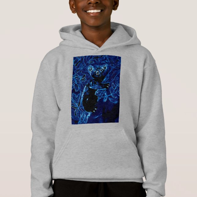 Blue Koala Bear Träd Art T Shirt (Framsida)