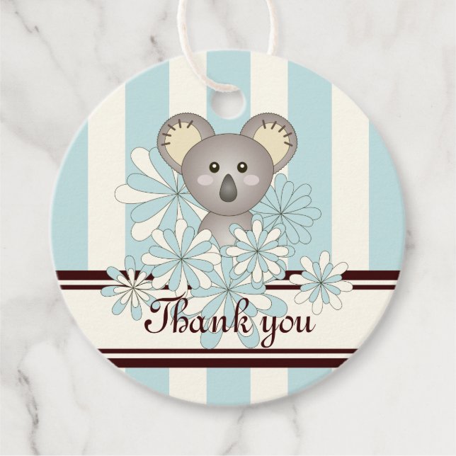 Blue Koala Boy Shower / Birthday Tack Gåvor Etiketter (Framsida)