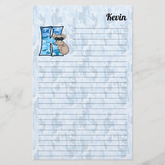 Blue Koala Mongram Brev K Line Brevpapper (Framsida)