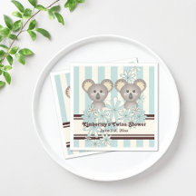 Blue Koala Twin Baby Shower/Barns födelsedag Pappe