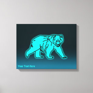 Blue Kodiak Bear Canvastryck