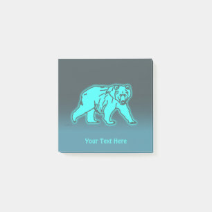 Blue Kodiak Bear Post-it Block
