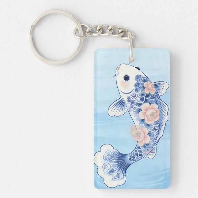 Blue Koi Fish Keychain Nyckelring (Framsidan)