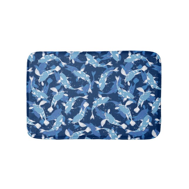 Blue Koi Fish Mönster Badrumsmatta (Framsidan)
