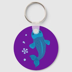 Blue Koi Fish Nyckelring