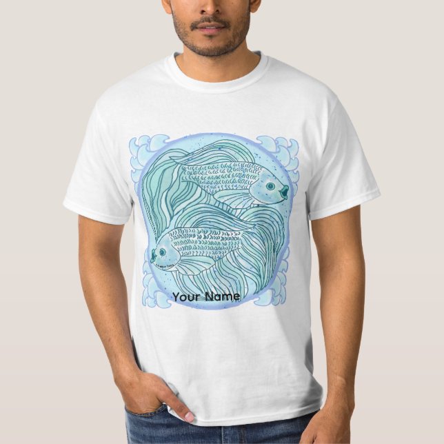 Blue Koi Fish  T Shirt (Framsida)