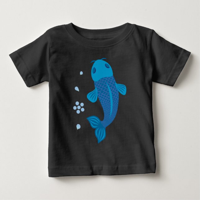 Blue Koi Fish Tee Shirt (Framsida)