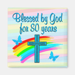 BLUE KOR 80:E BIRTHDAY BLESSINGS MAGNET