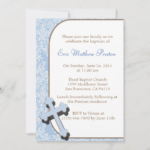 Blue Kor Baptism/Christening Investigation Inbjudningar