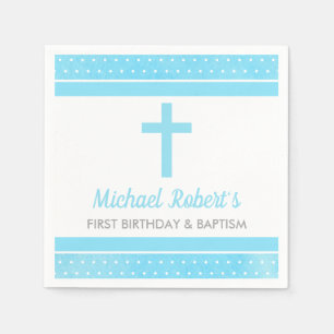 Blue Kor Boy Baby Baptism första födelsedag Pappersservett