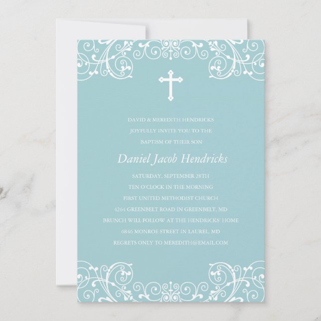 Blue Kor Boys Baptism/julinbjudning Inbjudningar (Framsida)