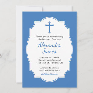 Blue Kor Pojke Baptism Christening Inbjudningar
