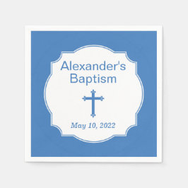 Blue Kor Pojke Baptism Christening Pappersservett