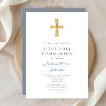 Blue Kor Religiösa Boy First Heliga Communion