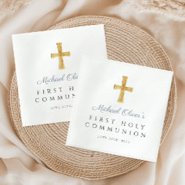 Blue Kor Religiösa Boy First Heliga Communion Pappersservett