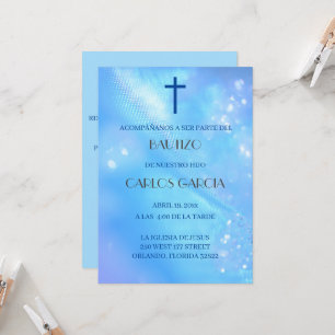 Blue kor Spansk anbudsinfordran de Bautizo Inbjudningar