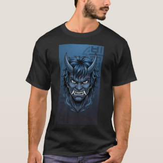 Blue Korean Dokkaebi Oni Mask - Asian Folklore Dem T Shirt