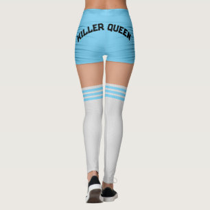 Blue Kort Knee Socks Namn Roller Derby Leggings
