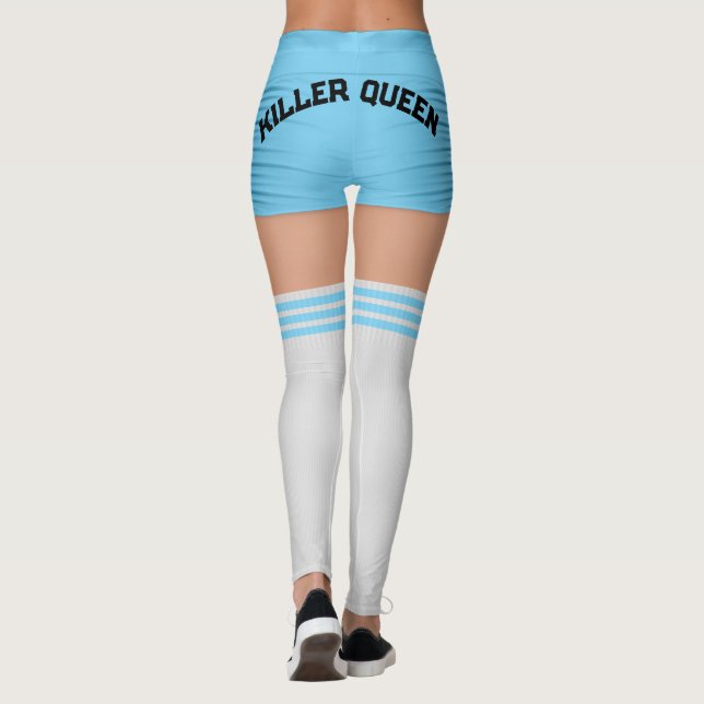 Blue Kort Knee Socks Namn Roller Derby Leggings (Baksida)