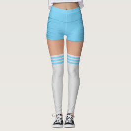 Blue Kort Knee Socks Namn Roller Derby Leggings