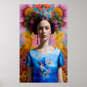 Blue krona avslappnad princess poster