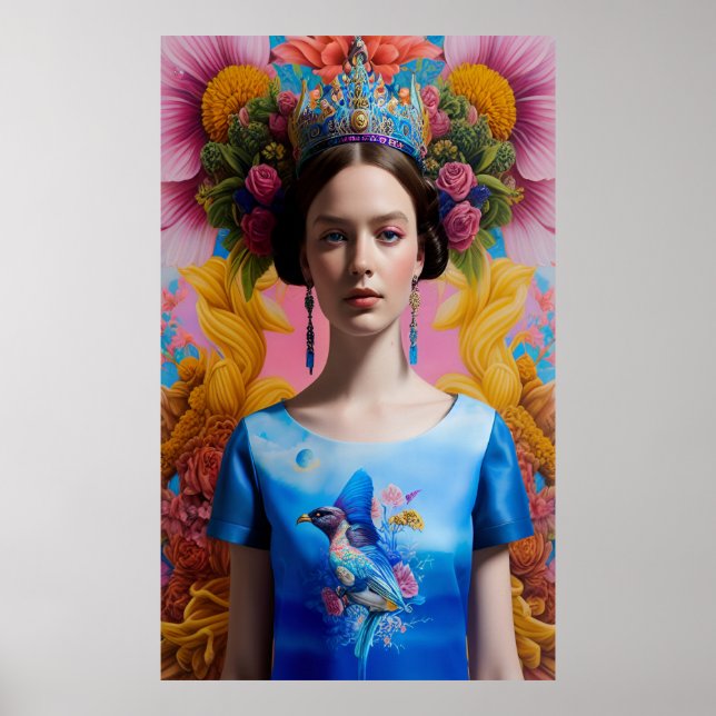 Blue krona avslappnad princess poster (Framsidan)
