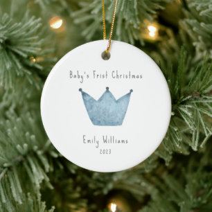 Blue Krona Photo Baby Frist jul Julgransprydnad Keramik