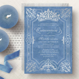 Blue Krona Tiara Elegant Quinceanera Inbjudningar